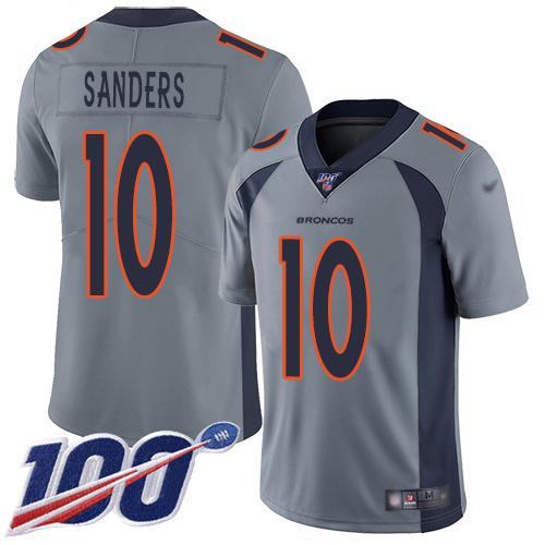 Men Denver Broncos #10 Emmanuel Sanders Limited Silver Inverted Legend 100th Season Football NFL Jersey->denver broncos->NFL Jersey
